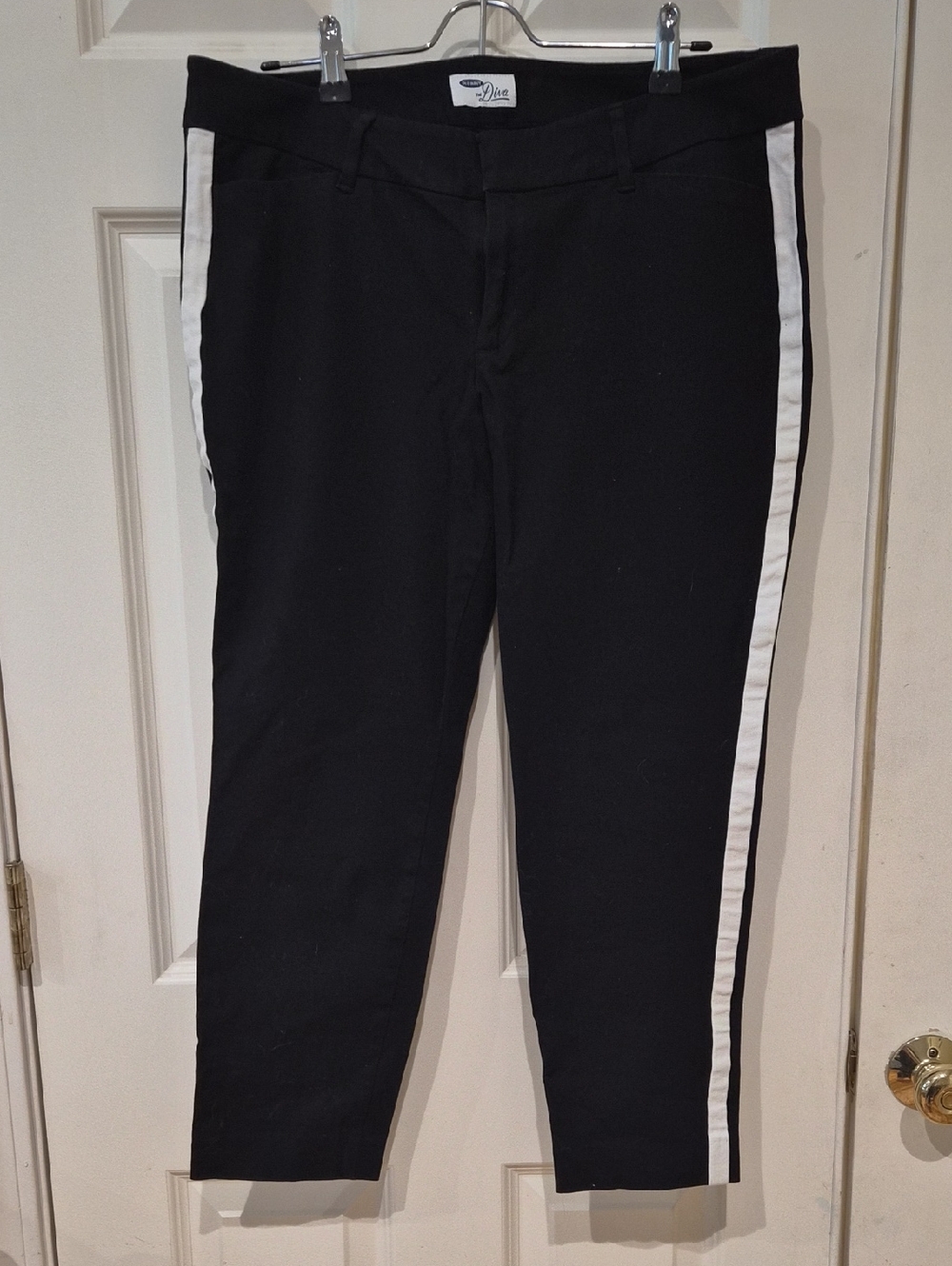 Old Navy Black Ankle Pants with White Side Stripe